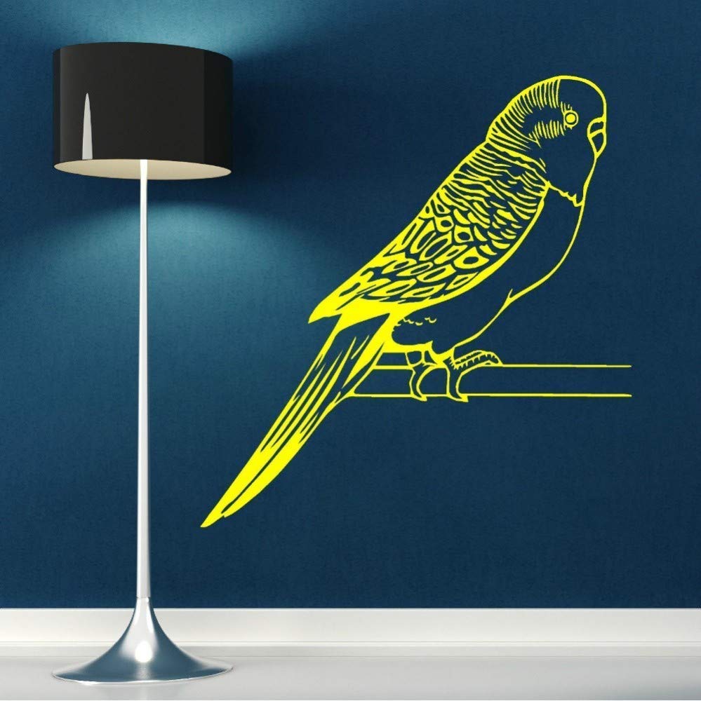 Vinyl Art Design Budgerigar Wall Sticker Left/Right Faing Choice Vinyl Budgie Wall Mural Home Bedroom Decoration Wallpaper 85 * 91Cm