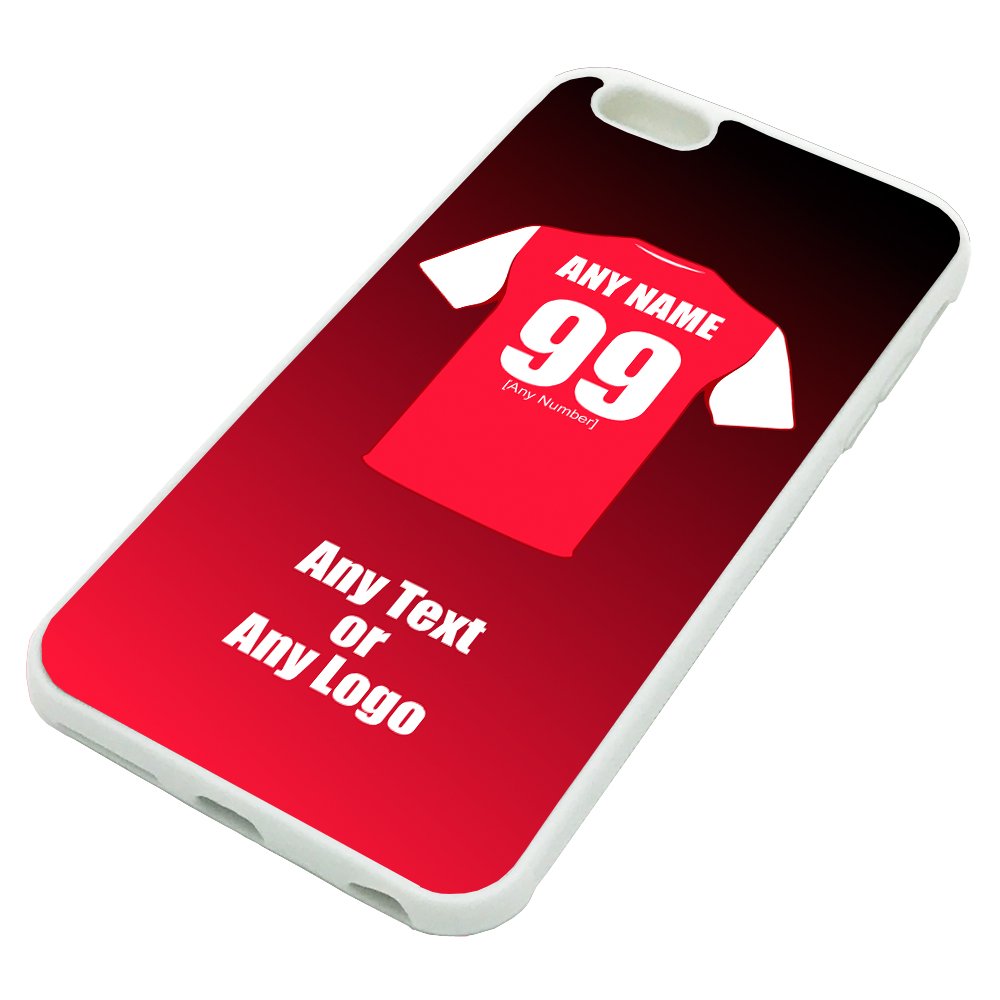 Personalised Gift - Arsenal iPhone 6 / 6s Plus Case (White, Football Club Design Theme) - Any Name/Message on Your Unique - Apple 6+ 6s+ 6Plus 6sPlus TPU - The Gunners