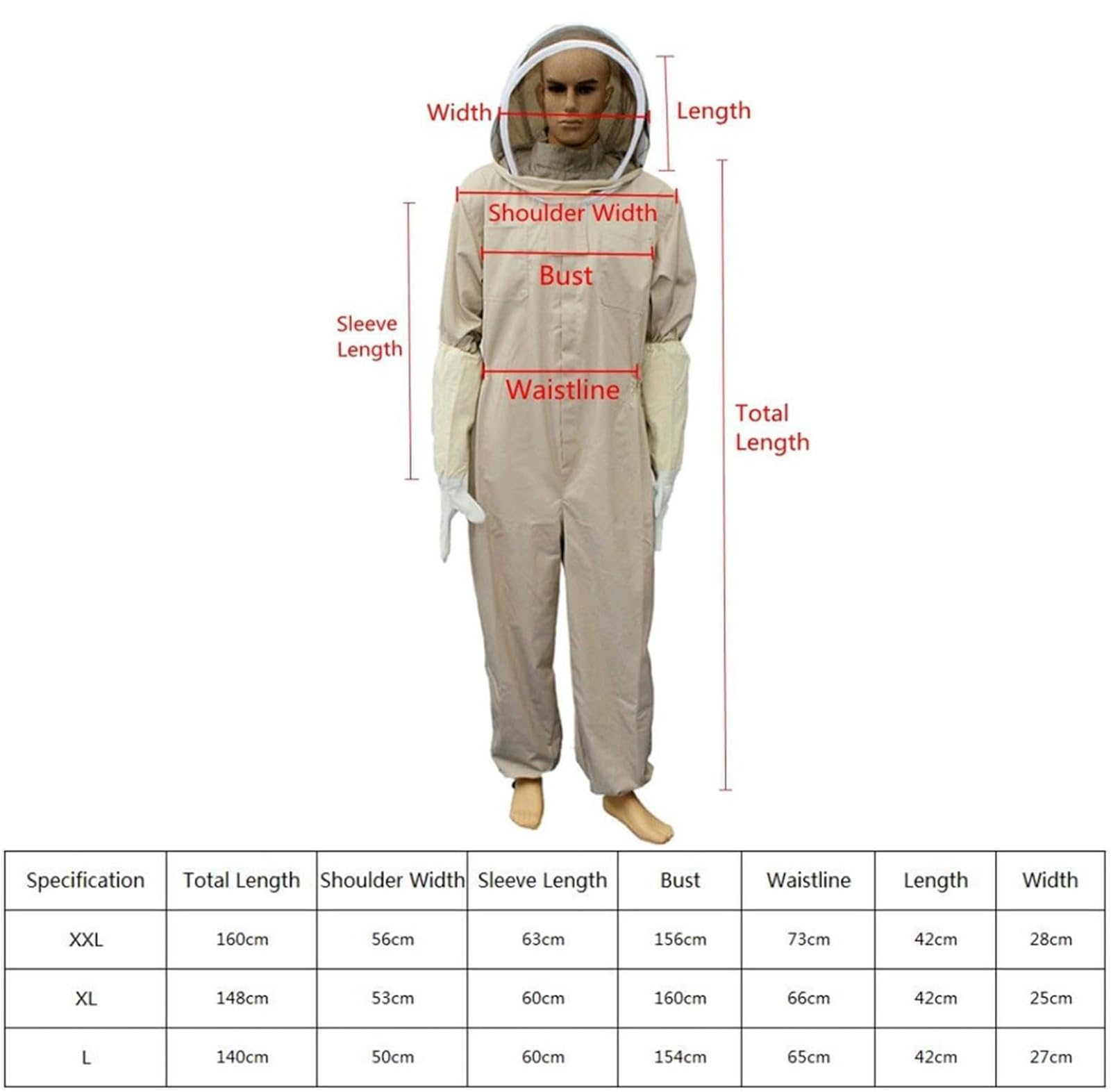Mono De Apicultura Ventilado Y Transpirable Ropa con Capucha De Cuerpo Entero con Velo Abrigo Protector De Apicultores Traje De Apicultura con Equipo De Capucha De Avispa