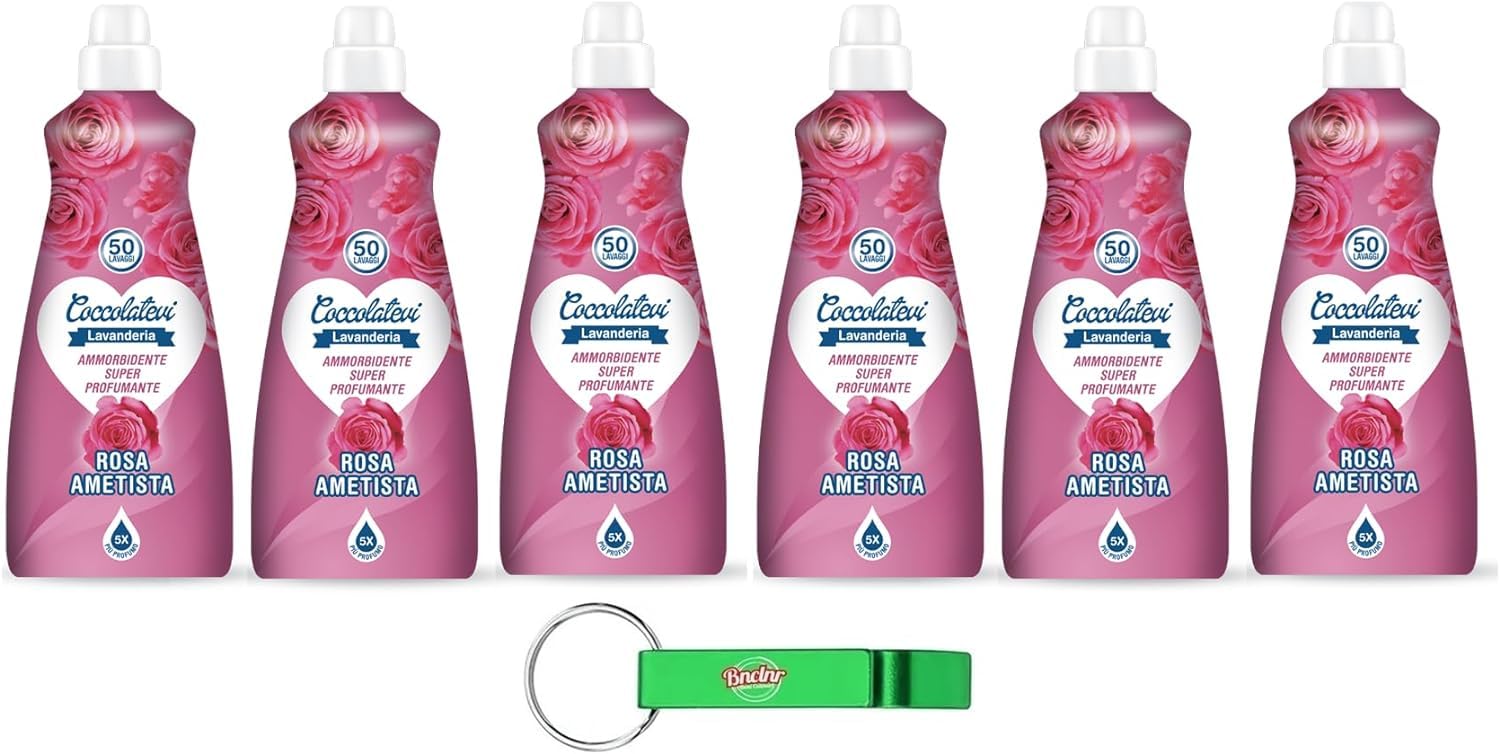 Coccolatevi Ammorbidente Super Profumante Amethyst Rose, Suavizante superperfumado, ropa perfumada y suave, 50 lavados, 1250 ml + llavero Beni Culinari gratuito