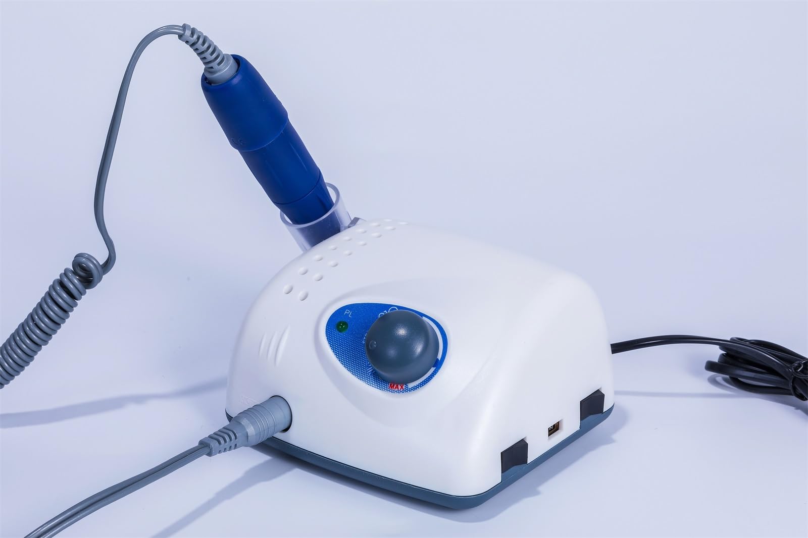 Saeshin Strong 210 Micromotor, 35000 RPM - Taladro de uñas de aluminio para cuidado profesional de uñas, laboratorio dental, funciona con pedal, tamaño de cortador de 2.35 mm, alimentado por