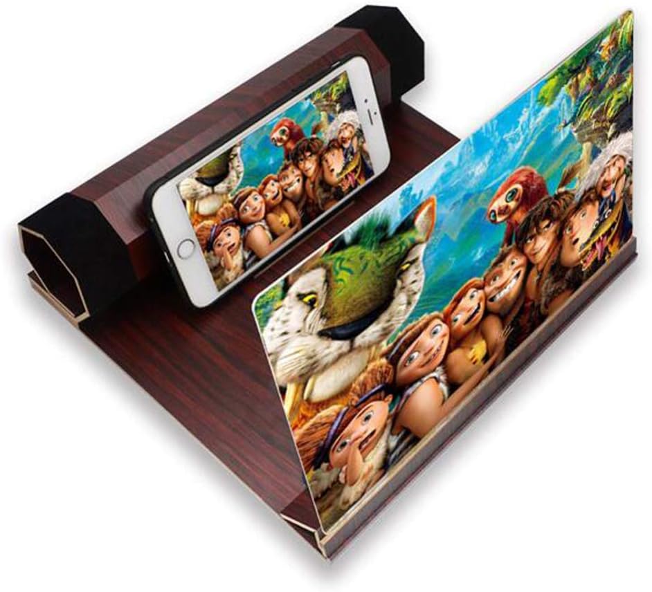 12'' 3D Phone Screen Magnifier Upgraded Enlarge HD Mobile Phone Screen Amplifier Anti-Radiation Smart Phone Screen Enlarger with 7 Fold Magnetic Wooden Holder Stand for