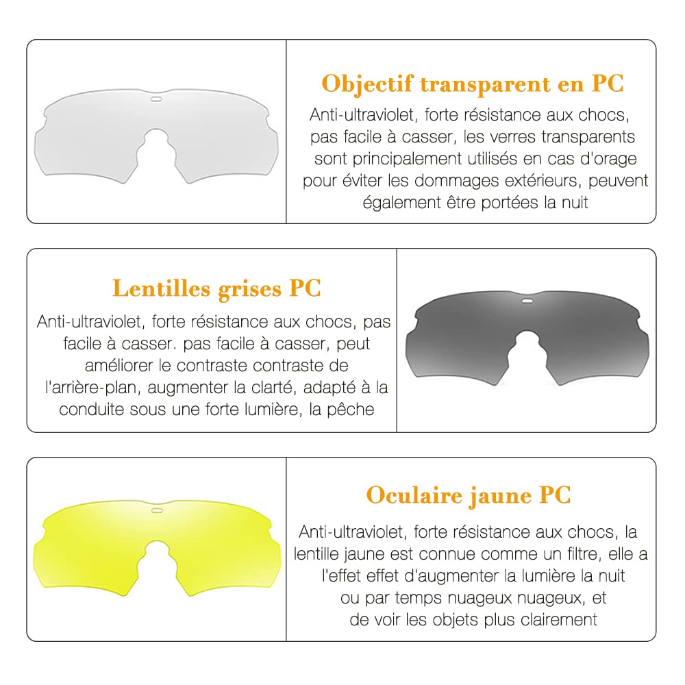 Gafas Militares Polarizadas Protección UV Airsoft con 3 Lentes Intercambiables
