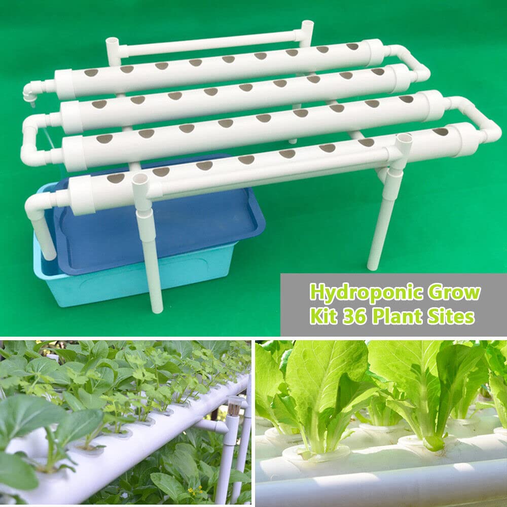 Hidropónico de 36 Agujeros, Kit de Cultivo hidropónico con Tubo hidropónico de PVC para Cultivo de Plantas sin Tierra