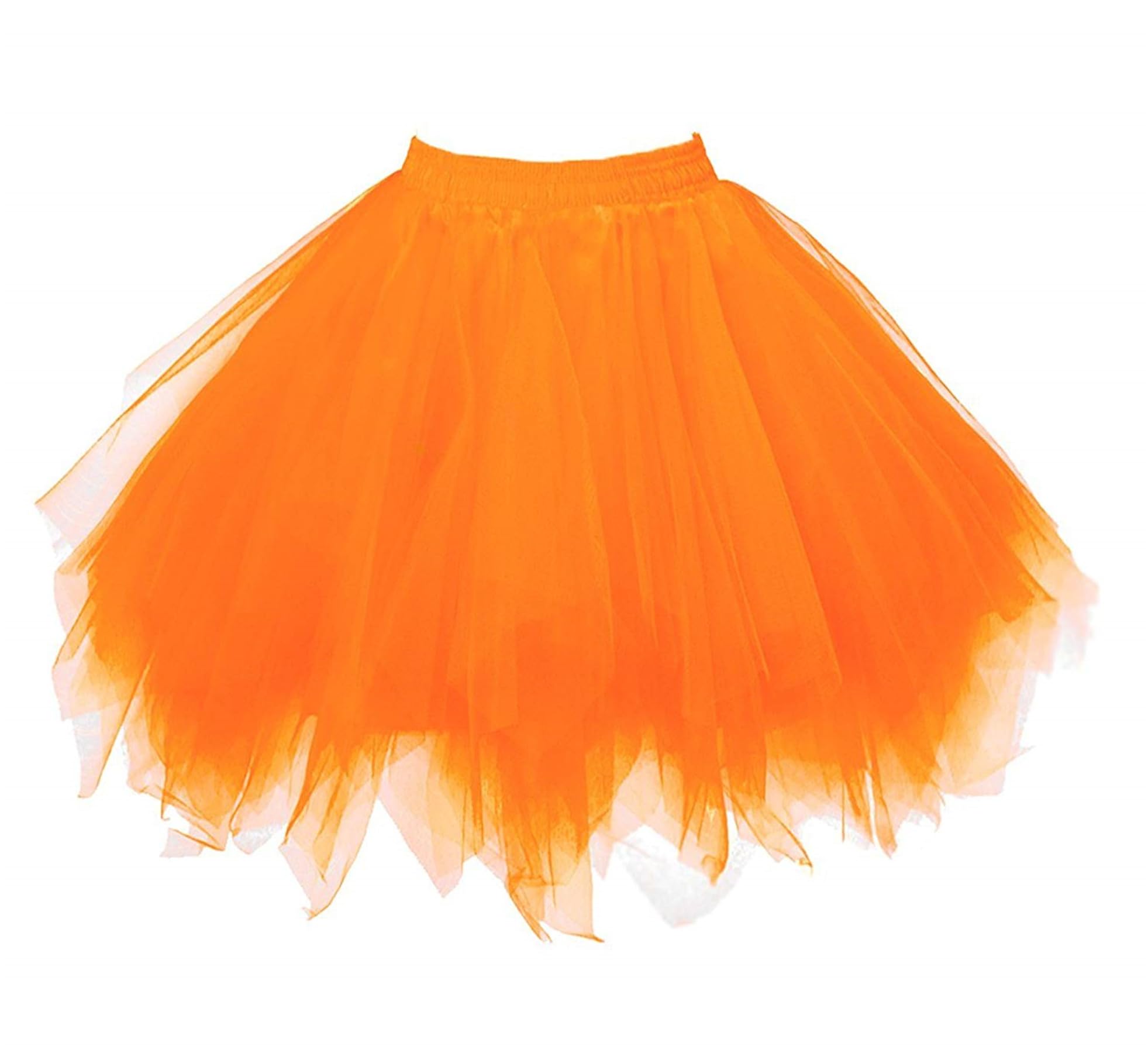 Adult Women 80's Tutu Skirt Layered Tulle Petticoat Halloween Tutu, Orange2, XL-XXL