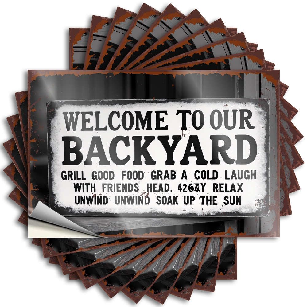 Labels Funny Bar for Home Welcome to Our Backyard. - Bumper Outdoor Vinyl Adult Clear Print | Sign(12X18CM-6Pcs)