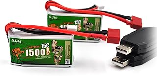(2-Pack) 7.4V 1500mAh T-Head High-Rate Lithium Battery for WLTOYS A959-B A969-B A979-B K929-B 144001 12401 9200 9200E 300E YC200 HM123 1/10, 1/12, 1/16 RC High-Speed Off-Road Vehicle Spare Battery