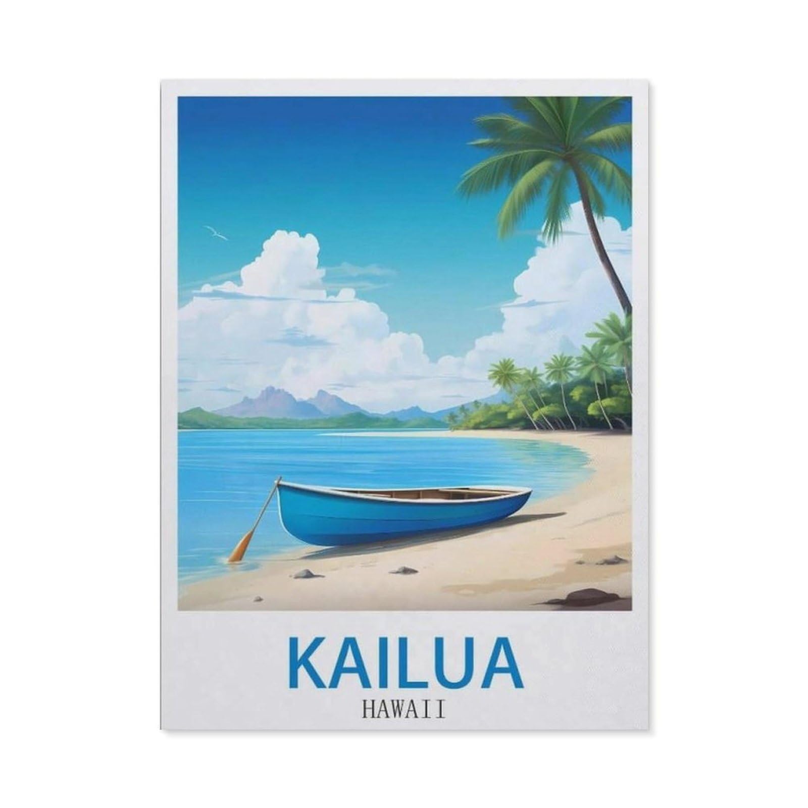 Kailua Hawaii Vintage Travel Posters，Puzzle 1000 Pieces Of Paper Puzzles Suitable For Adults Children Families Stress Relief Puzzle Games（50x70cm）-DE52
