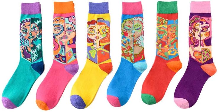 TTD Pack of 4-6 Men/Women's Dress Cool Colorful Fancy Novelty Funny Casual Combed Cotton Crew Socks