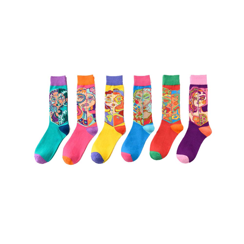 TTD Pack of 4-6 Men/Women's Dress Cool Colorful Fancy Novelty Funny Casual Combed Cotton Crew Socks