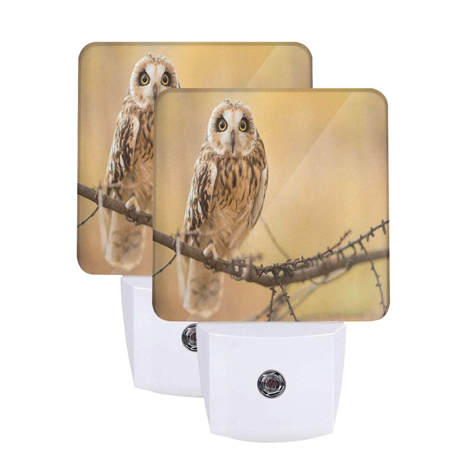 AUGUSTRUSH Smart Sensor Night Light 2-Pack, Auto Dusk to Dawn LED Plug-in Lamp with Energy-Saving Mode, Safe, Owl Standing on The Tree Auto-Sensing Night Light for Nursery Stairs Bathroom Kitchen, UK
