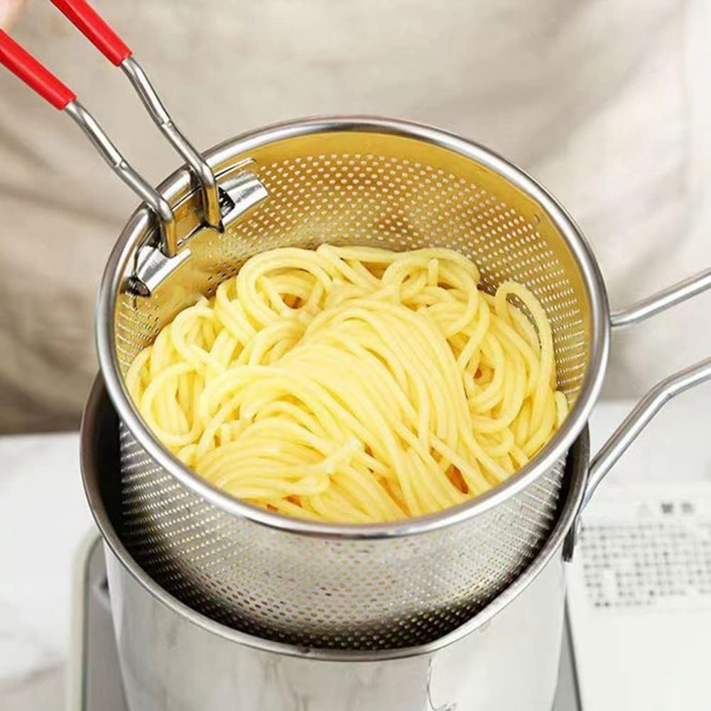Olla Profunda de Acero Inoxidable Tempura Freidora de Papas Fritas con Colador Sartenes de Pollo Frito Herramienta de Cocina