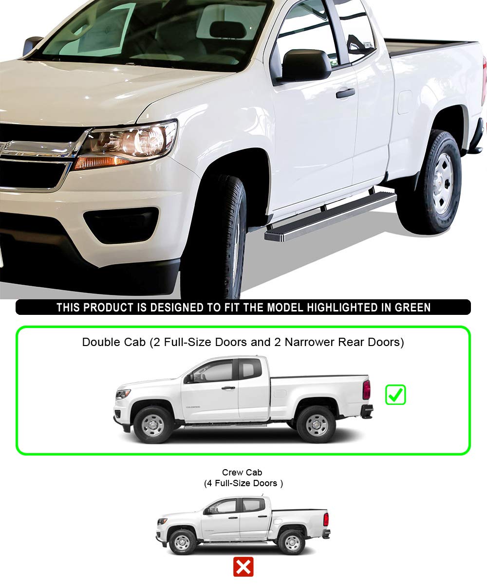 APS Premium 5in 304 Stainless Steel Running Boards Compatible with Chevy Colorado GMC Canyon Extended Cab 15-25