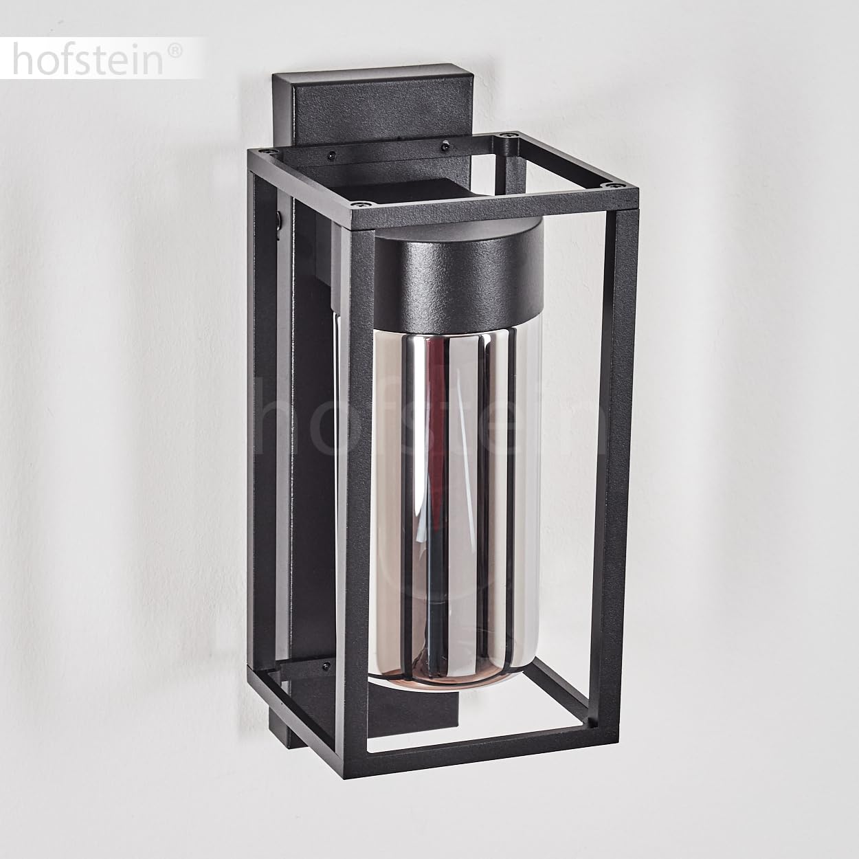 HOFSTEIN Außenwandleuchte Boucinho, Außenwandlampe aus Metall/Glas in Schwarz/Rauch, Wechselglas Klar, Wandleuchte Down außen mit tollem Lichteffekt, E27, IP44, Hof, Außenbereich, Terrasse, Haustüre