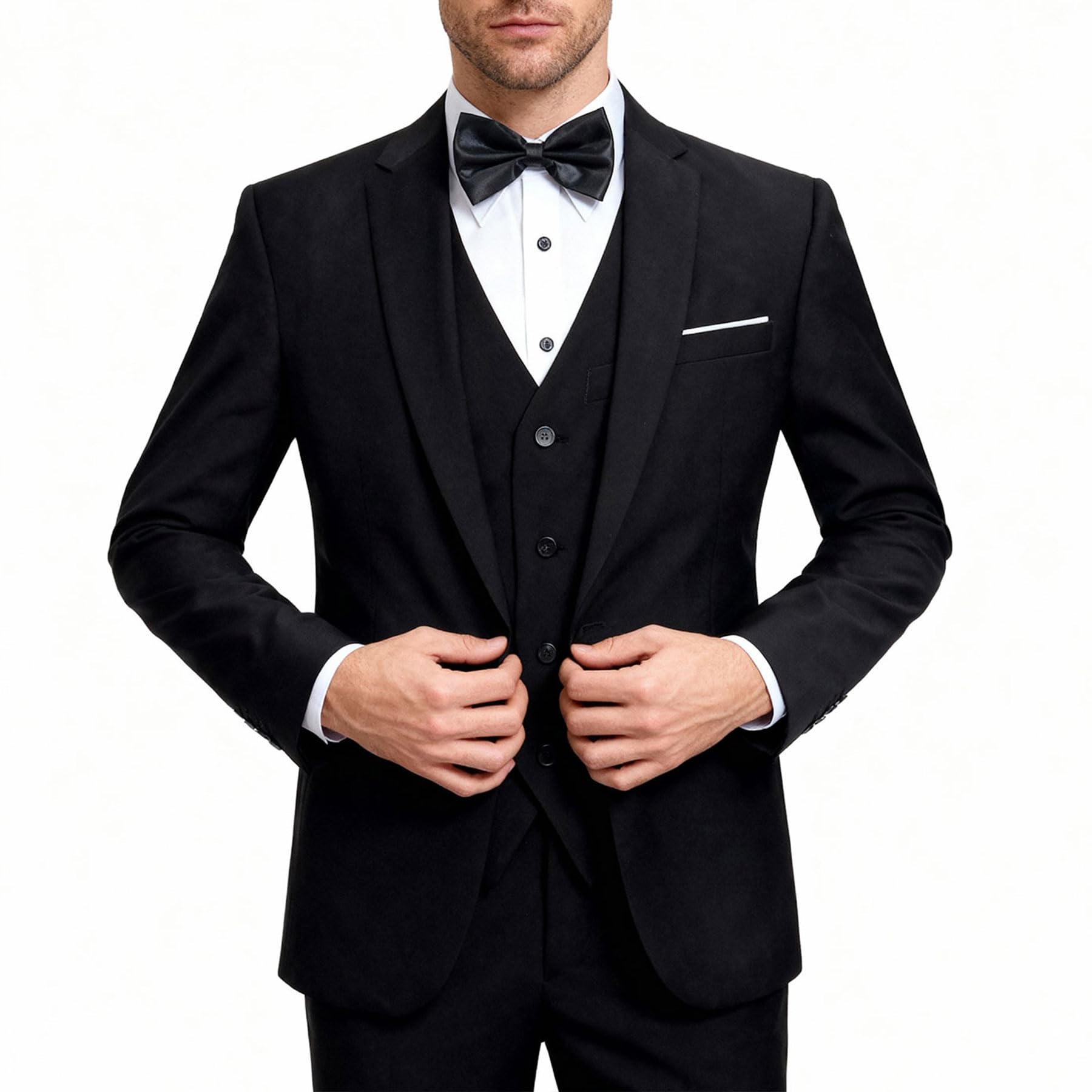 YFFUSHI Mens 3 Piece Suit Sets Slim Fit One Button Blazer with Vest Pants Professional Business Wedding Suits