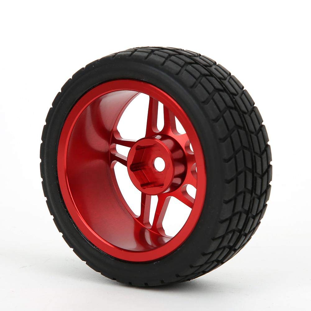 4 Roues RC 1/10 En Alliage Aluminium Avec Pneus - Rouges Pour Voiture Télécommandée Drift Et On-Road