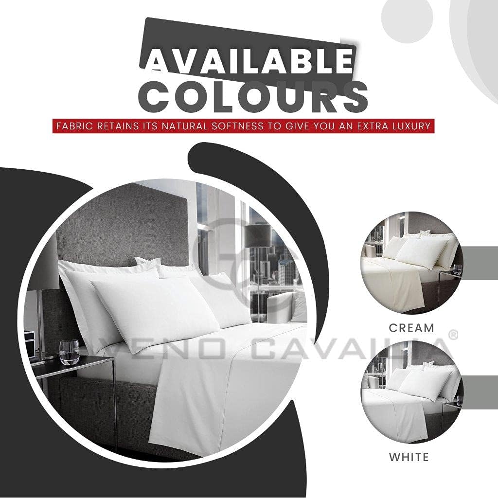 400 Thread Count Deep Fitted Sheets Double Bed- 100% Egyptian Cotton 40 cm Super Soft Hotel Quality Bedding- White - Image 3