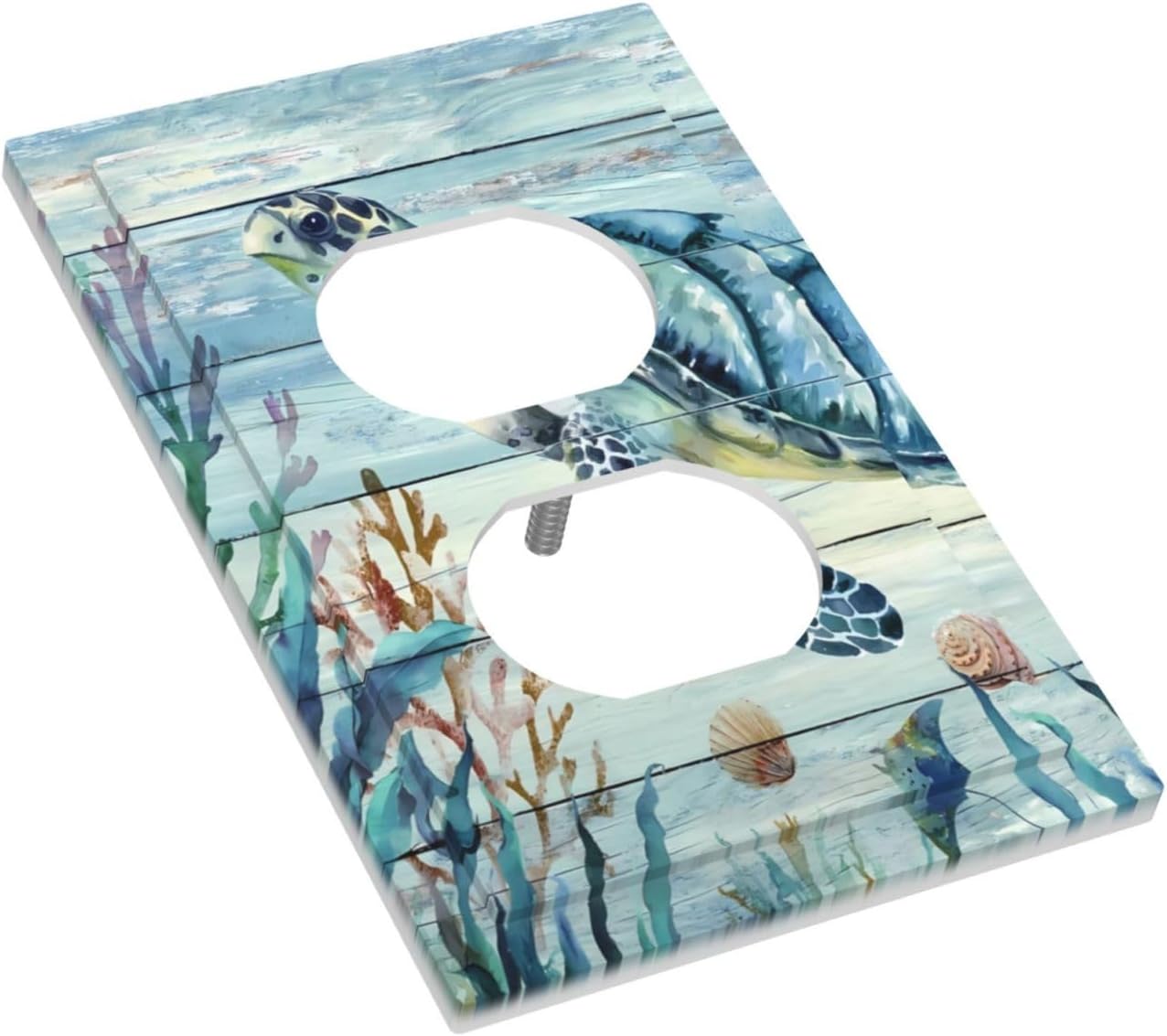 Rustic Sea Turtle Duplex Outlet Covers Light Switch Cover Country Wall Plate Mid Size Farmhouse Vintage Electrical Decorative Faceplate Switchplate for Bathroom Bedroom Kitchen