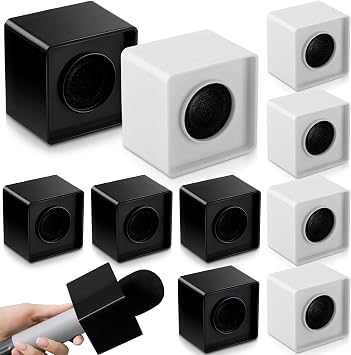 10 Pcs Microphone Flag Station Portable Square Cube ABS Foam Mic Flag Logo Studio Equipment Microphone Accessories for Reporter Host Interview White, Black