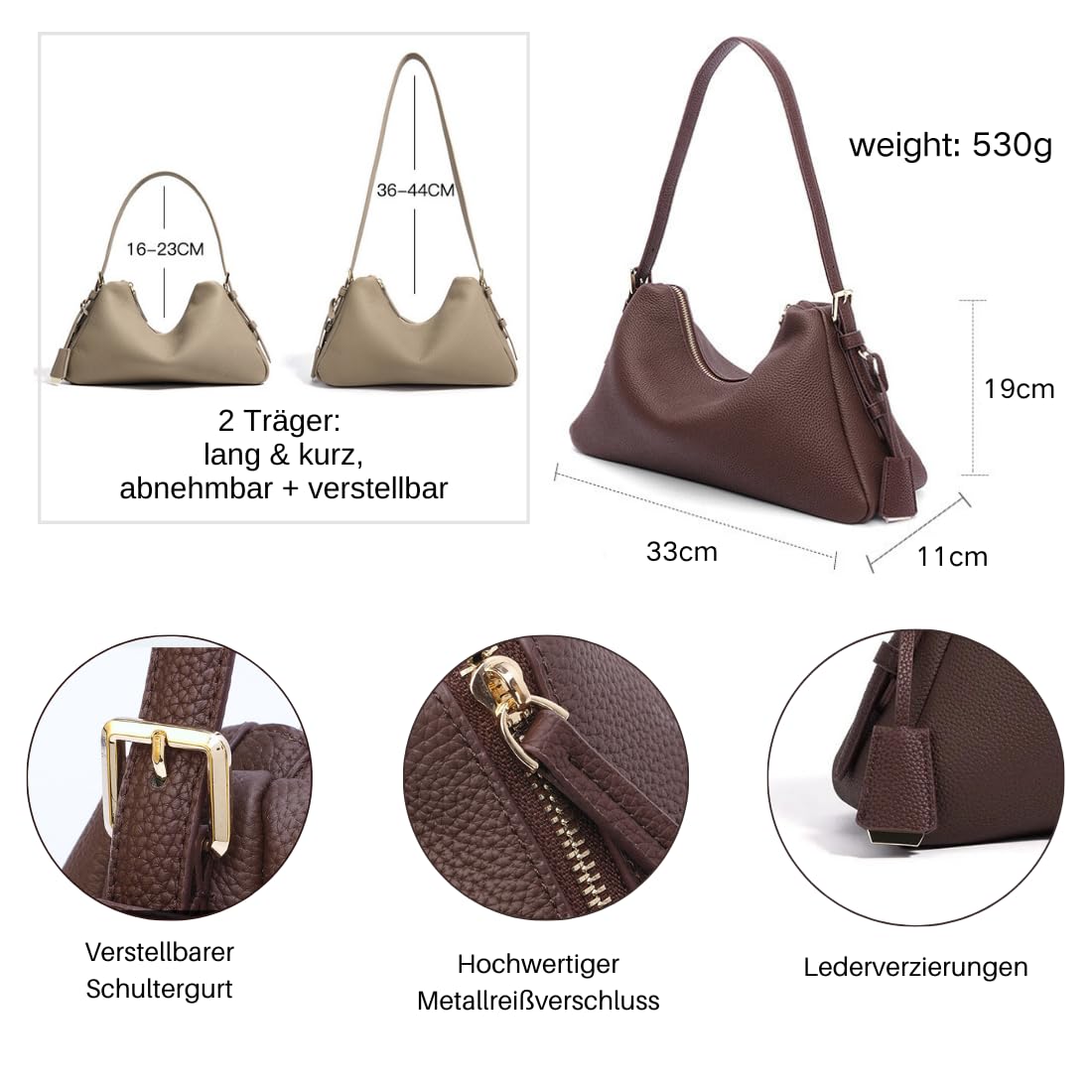 Feliz&Luk Damen Echtleder Henkeltasche Elegante Umhängetasche Handtasche Schultertaschen Schwarz Shopper Bag für Reisen 33 * 11 * 19 cm