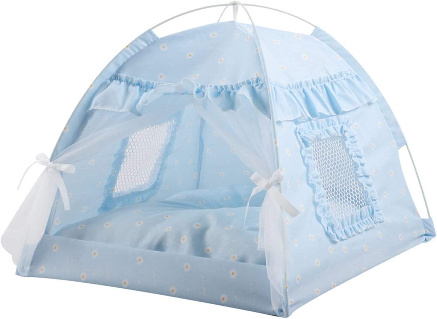 Cama Tienda para Gatos y Perros Pequeños Mediana Azul Plegable