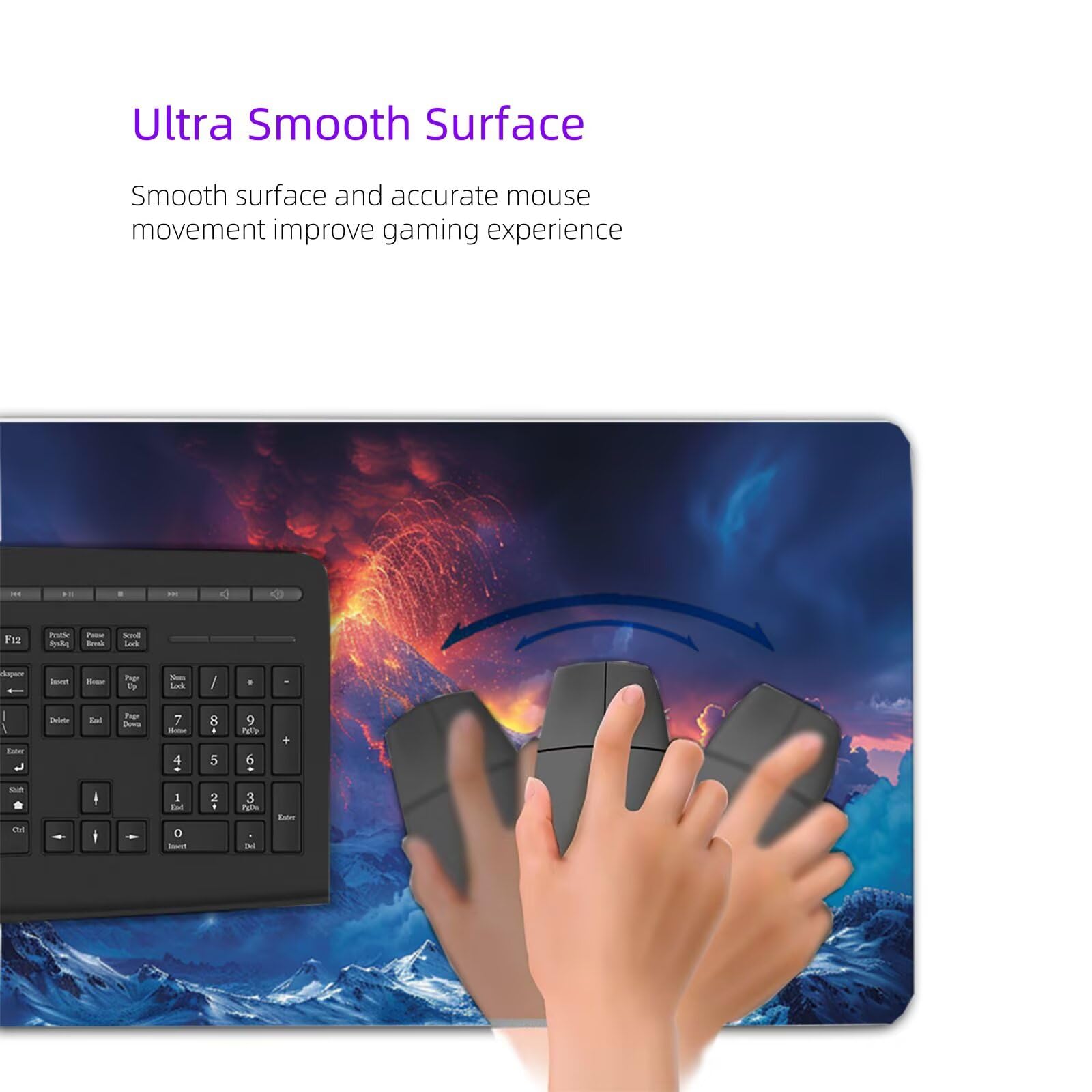 Alfombrilla Ratón Azul Alfombrilla Escritorio Volcán Mouse Pad Gaming Duradera, Mouse Pad Grande Gaming Mejora Precisión y La Velocidad, Antideslizante Desk Mat para PC, Oficina 1600x800x3mm Y2-201