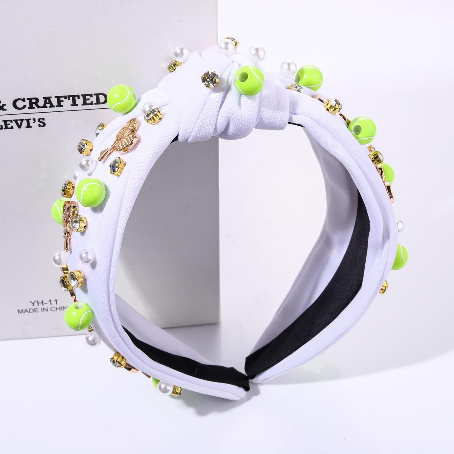 Diadema Anudada Para El D A Del Juego GLBCC, Diadema Deportiva Con Nudo De Cuentas Para Tenis Y Voleibol Banda Ancha Con Joyas Y Diamantes De Im~p123175757