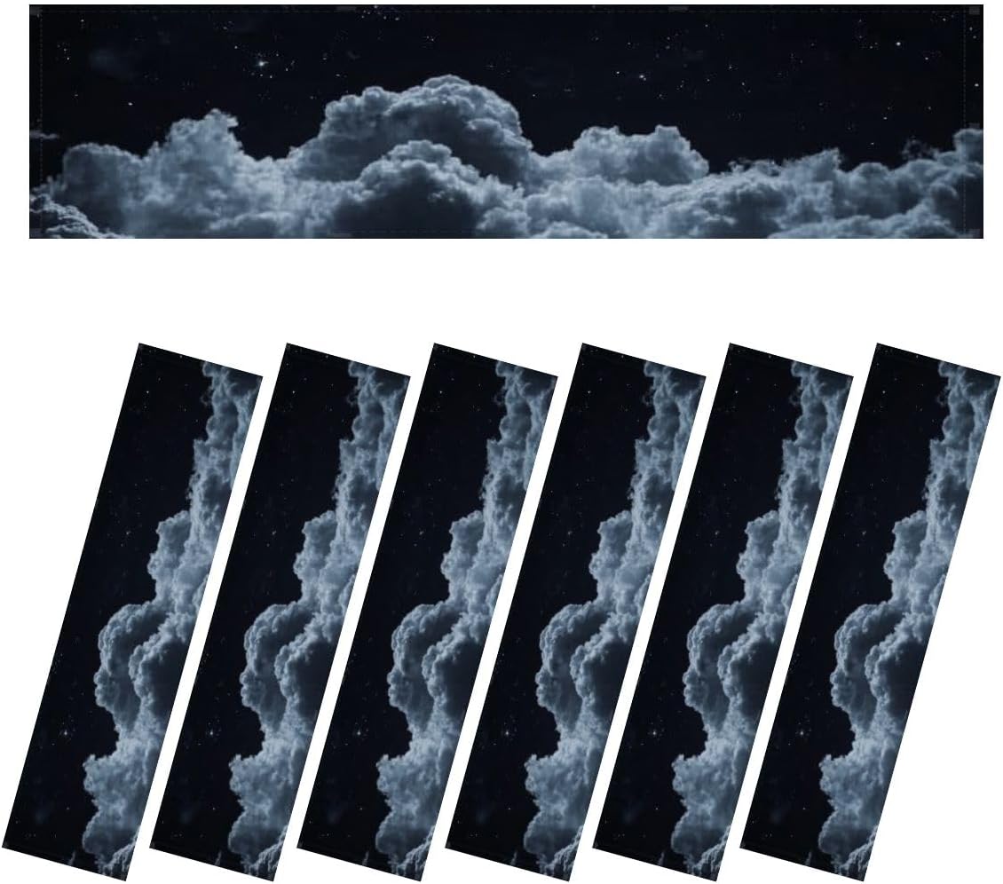 Fluorescent Light Covers for Ceiling Lights Black Dark Blue Night Sky Stars White Cumulus Clouds Easy to Install Magnetic Light Filter for Classroom Office Hospitals School Home Decor