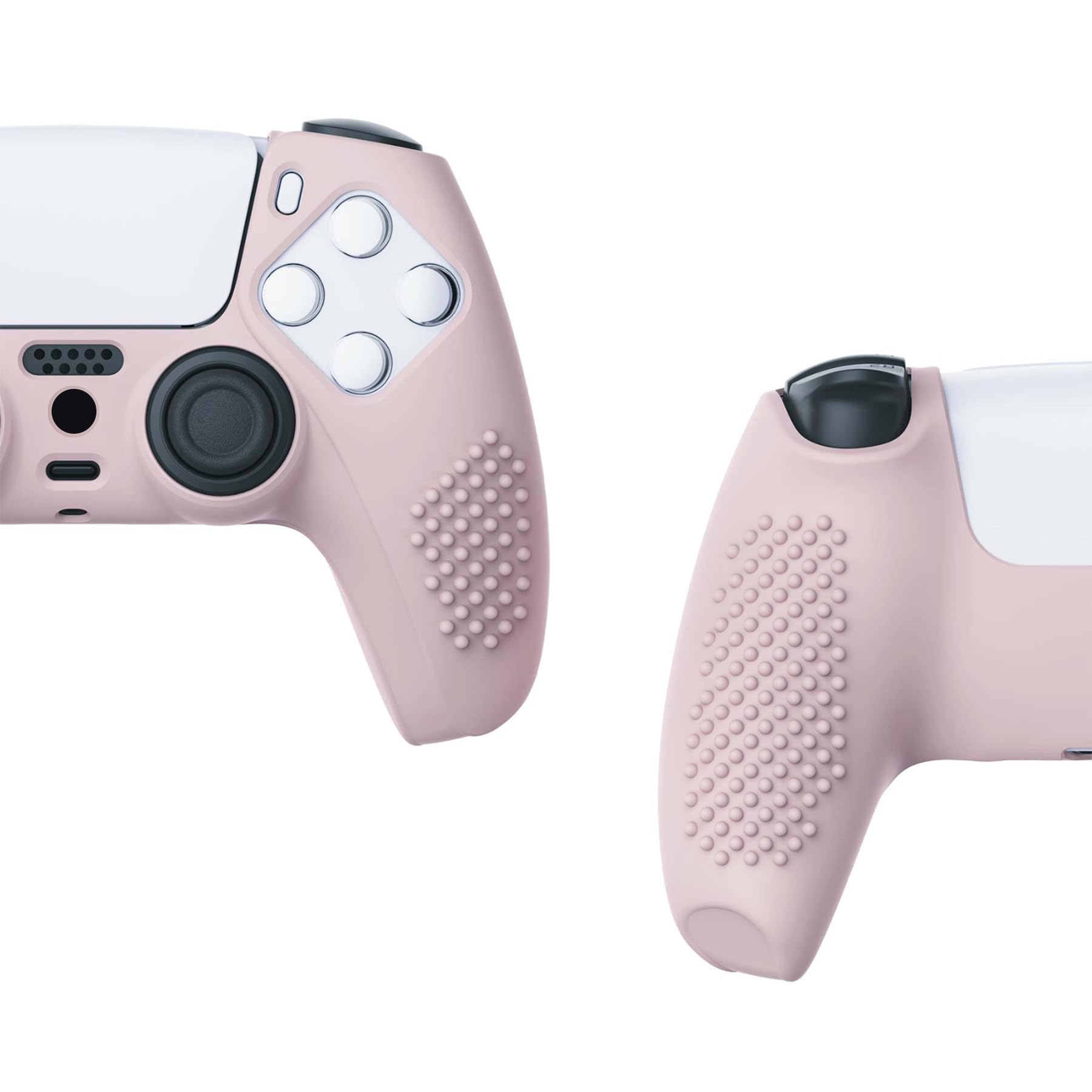 eXtremeRate PlayVital Cherry Blossoms Pink 3D Studded Edition Anti-slip Silicone Cover Skin for ps5 Controller, Soft Rubber Case for ps5 Wireless Controller with 6 White Thumb Grip Caps — view 7