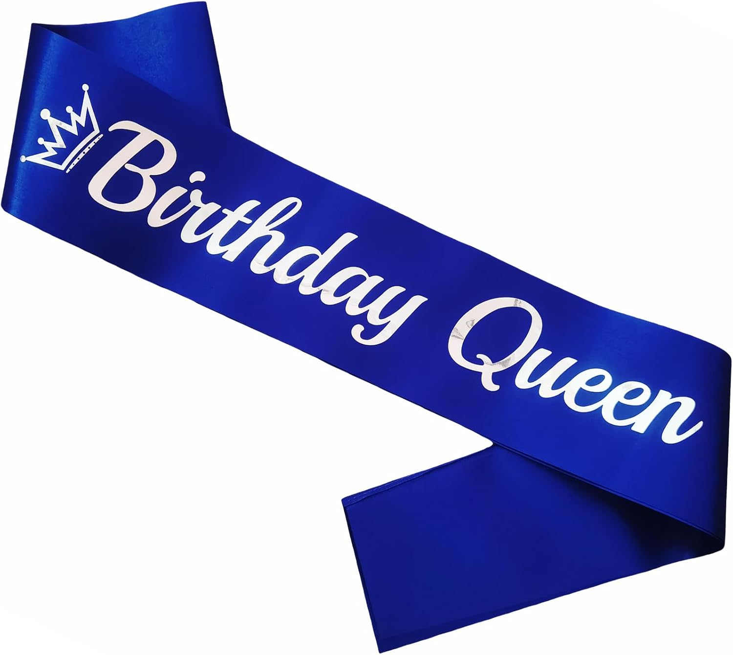 LXYXUUN Birthday Queen Sash Royal Blue, Silver Foil