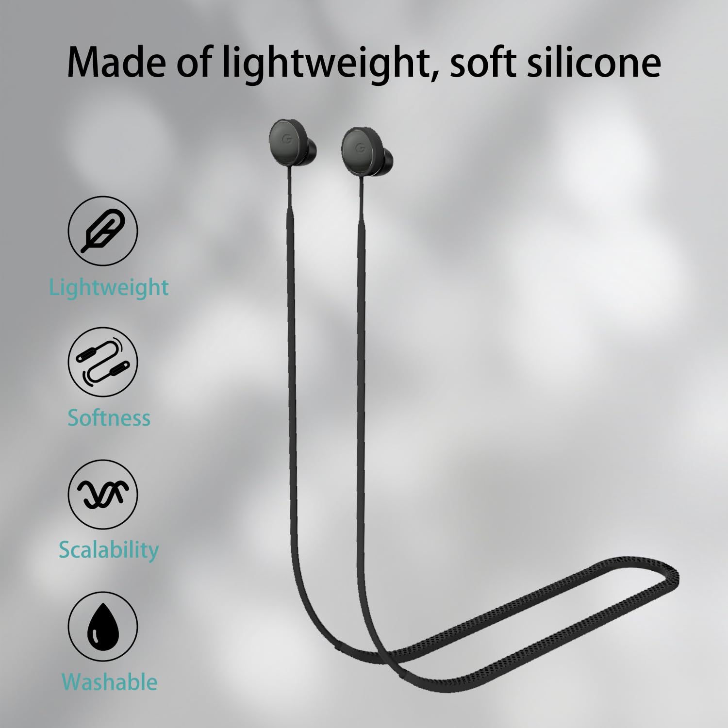 Anti-Lost Strap for Google Pixel Buds Pro 2,NOUKAJU Sports Soft Silicone Lanyard Accessories,Headphones Anti-Lost Lanyard,Sports Lanyard for Google Pixel Buds Pro 2(Black) 2