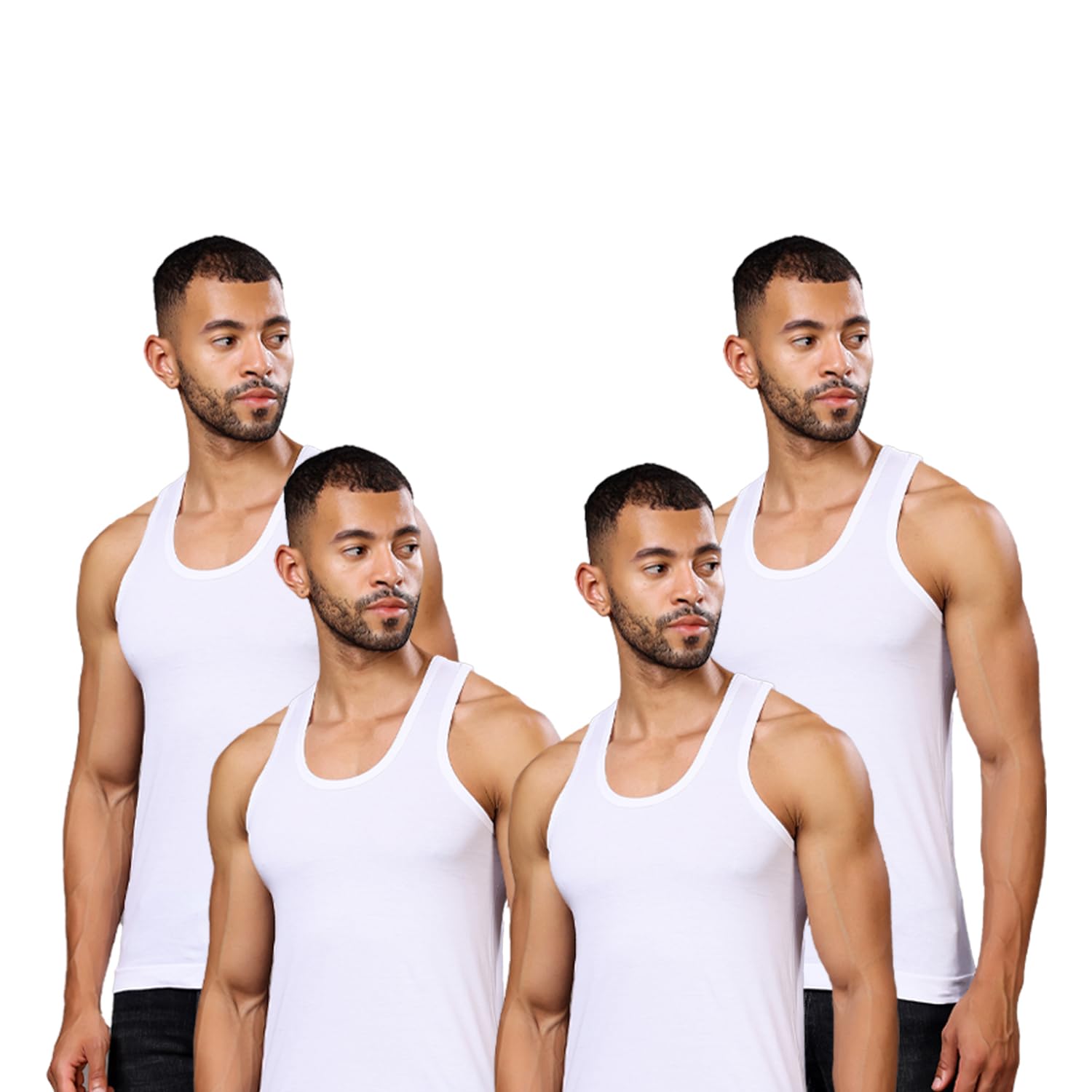ff Men's White Premium Cotton Sleeveless Vest: Ultra-Soft & Breathable, Sweat-Absorbing, Round Neck - Ultimate Comfort | Seamless Design | Stylish and Versatile | Stretchable Vest - (Pack of 2)-picture-12