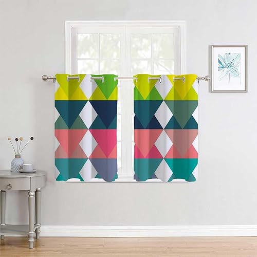 YANFENQI Cortinas para Habitacion Colorido Rainbow Gradient Celosía Cortina opaca para oscurecer la habitación, 63 pulgadas de ancho por 80 pulgadas