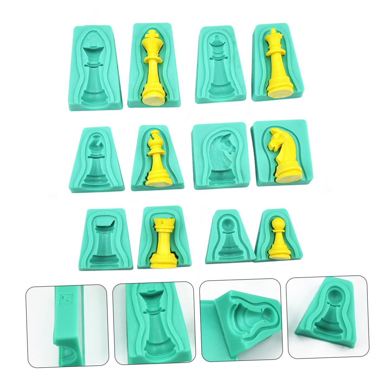 Molde de Silicona Flexible y Antiadherente para Chocolate Diseño de Ajedrez y Hornear Tartas Pack de 12 Piezas Verde para Repostería Creativa