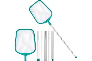 Pool Skimmer Net, Pool Cleaning Kit with 5 Aluminum Pole Sections - 60&#x27;&#x27;