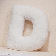 Letter Pillows A-Z, Monogram Throw Pillow 15.7in - Plush Alphabet Cushions for Sofa, Bed, Kids Room - Decorative Initial Pillows Black/White for Home Decor, Heart & LOVE Photo Props White-D