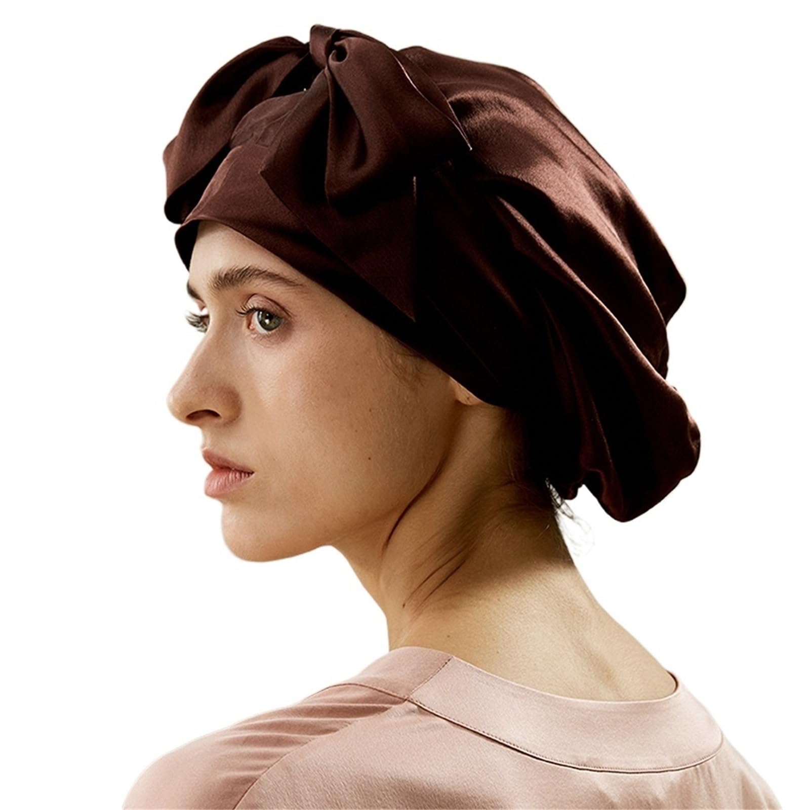 Gorro Saten Pelo Rizado Gorro de seda con banda elástica y lazo largo for dormir, cuidado del cabello, accesorios casuales a juego, turbante