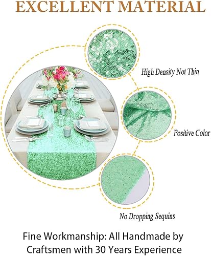 Vista 49 de Camino de mesa de lentejuelas doradas, 12 x 72 pulgadas, paquete de 15 caminos de mesa de boda con purpurina, camino de mesa dorado brillante
