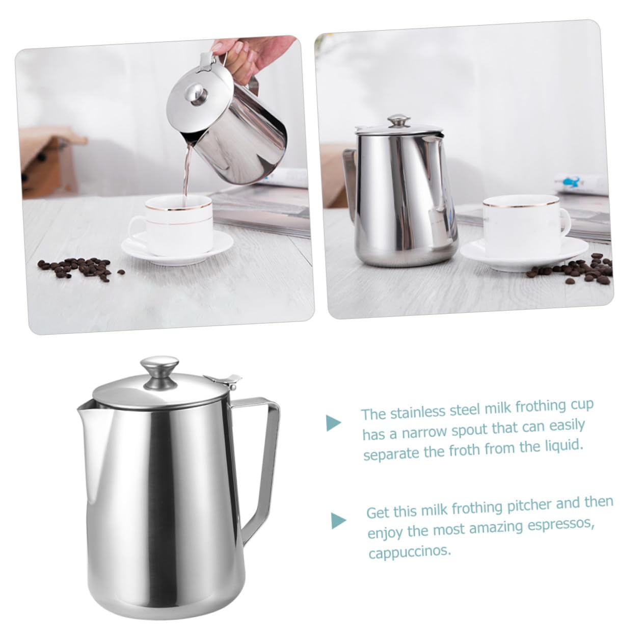 SOLUSTRE Pichet à Lait Acier Inoxydable Tasse à Café Pichet à Mousser Le Lait Pour Café