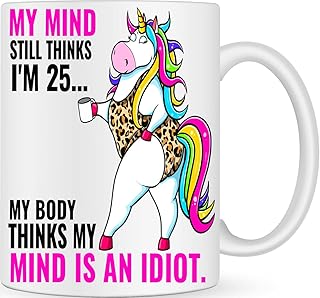 Young at Heart Silly Novelty Coffee Cup - Personalised Coffee Mug Funny Gifts for Women - Bestie Best Friend Gift - Joke Gifts Funny Mugs for Work Colleagues - Birthday Gifts for Her Sister Mum Mother