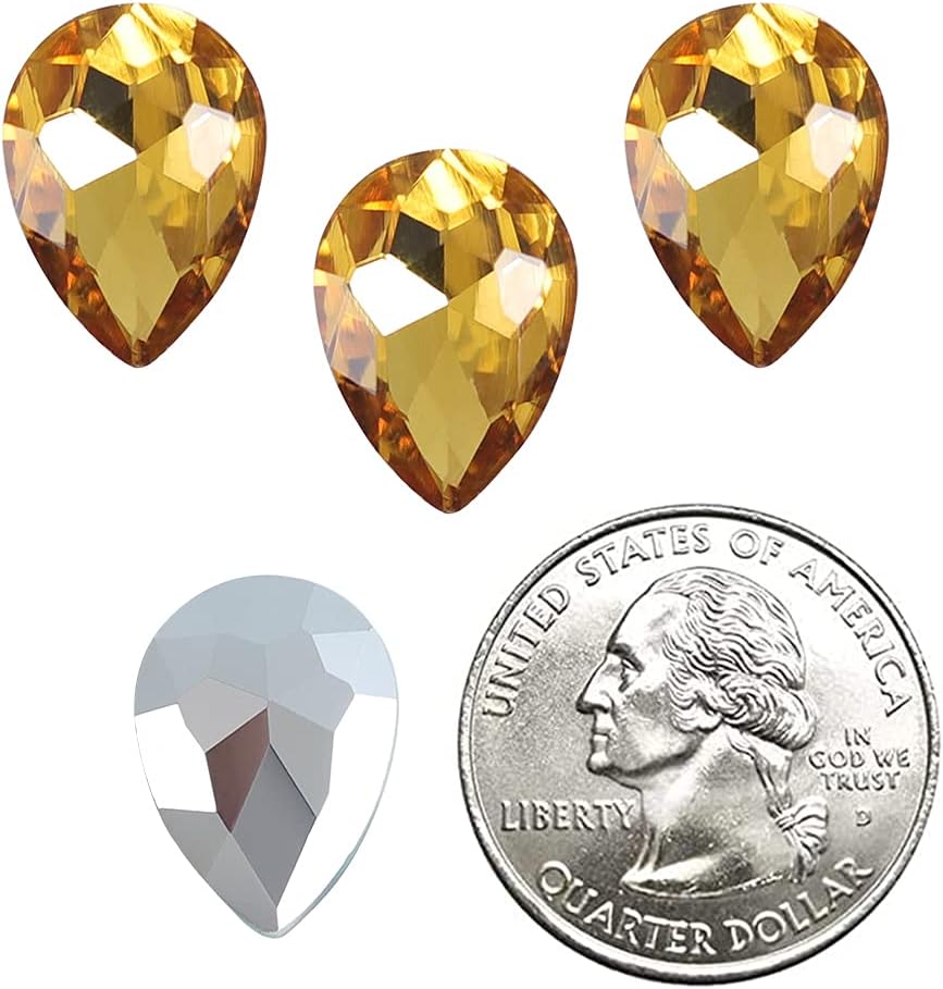 SWTHONY 13x18mm Crystal Teardrop Big Rhinestones Pointback Gem Stones for Crafts Jewelry Making Shoes Dress Glass Beads 56pcs Yellow - Image 5