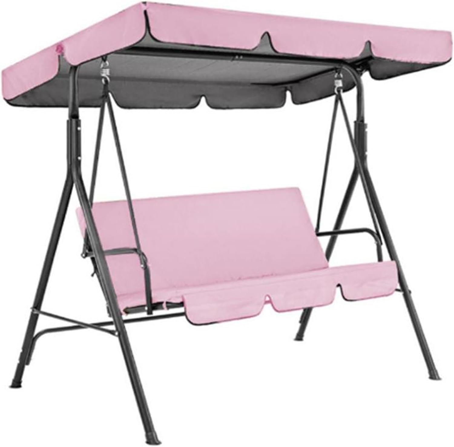 Patio Swing Canopy Cover Set,Replacement Canopy and Swing Cushion Cover 210D Waterproof Thickened Canopy Top Cover and Chair Seat Cover,for Outdoor Garden Patio Yard Park Porch(Gray,Top:195*125*15cm)