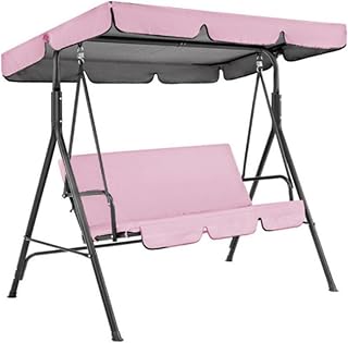 Toldo impermeable de repuesto para columpio de porche, tela Oxford gruesa 210D, para patio, jardín, silla de columpio, color rosa (195 x 125 x 15 cm)