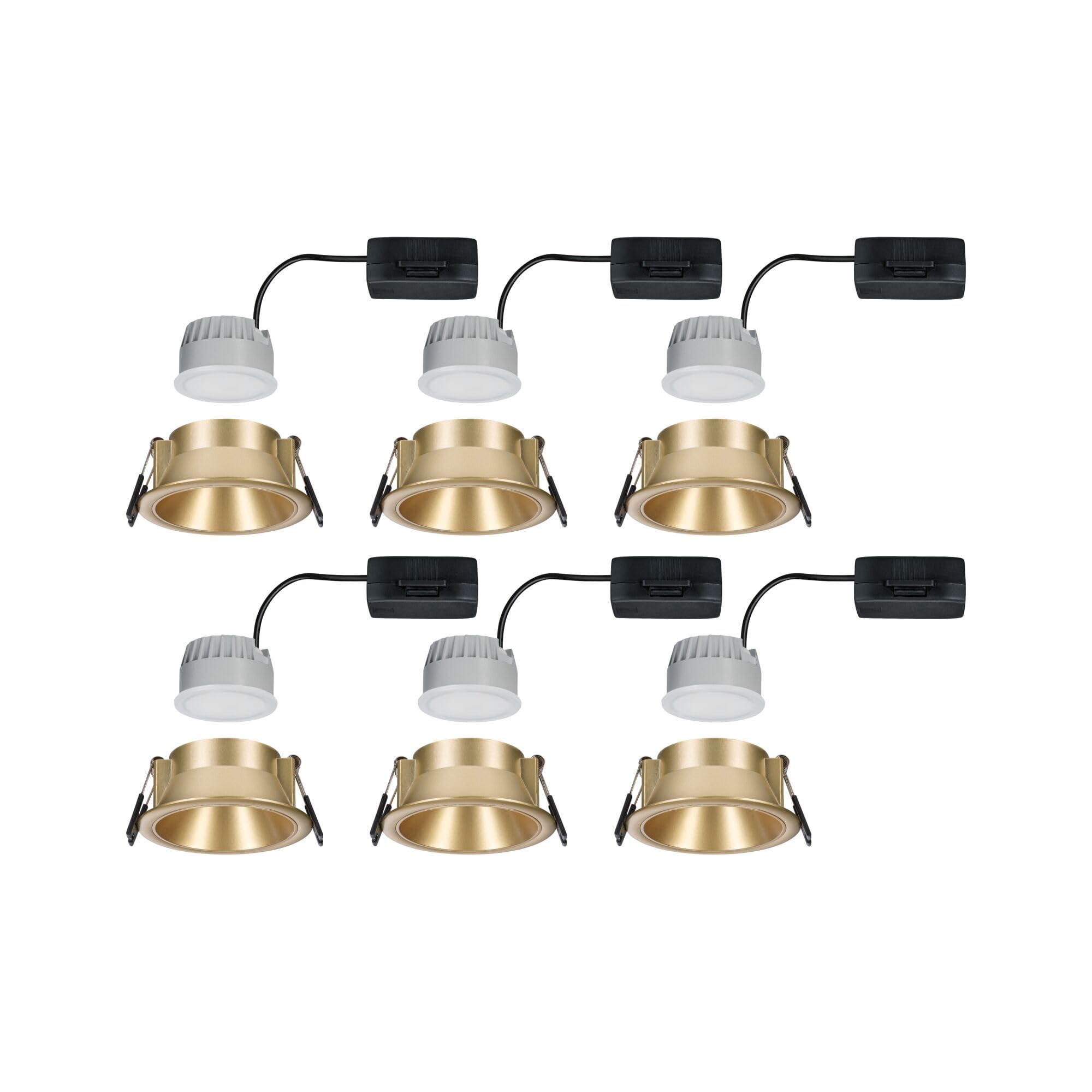 Paulmann 98201 LED Einbauleuchte Cole Coin 6er-Set IP44 rund 88 mm Coin 6x6W 6x470lm 230V dimmbar 2700K Gold matt