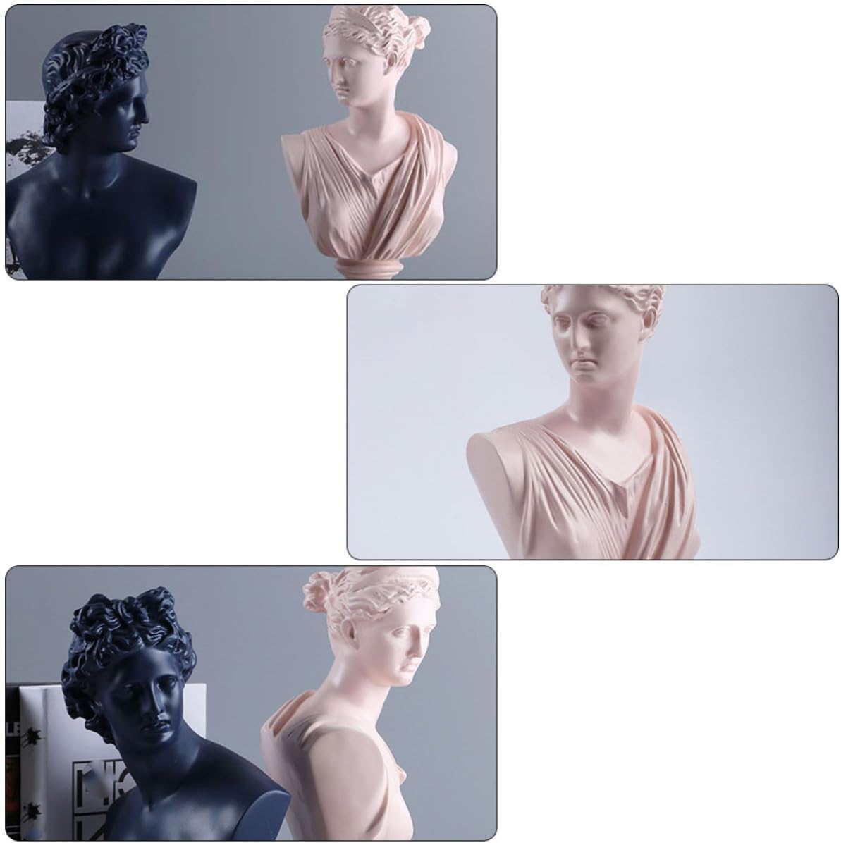 Decorative Bust Statue Pink Resin Desktop Sculpture for Tabletop Decor