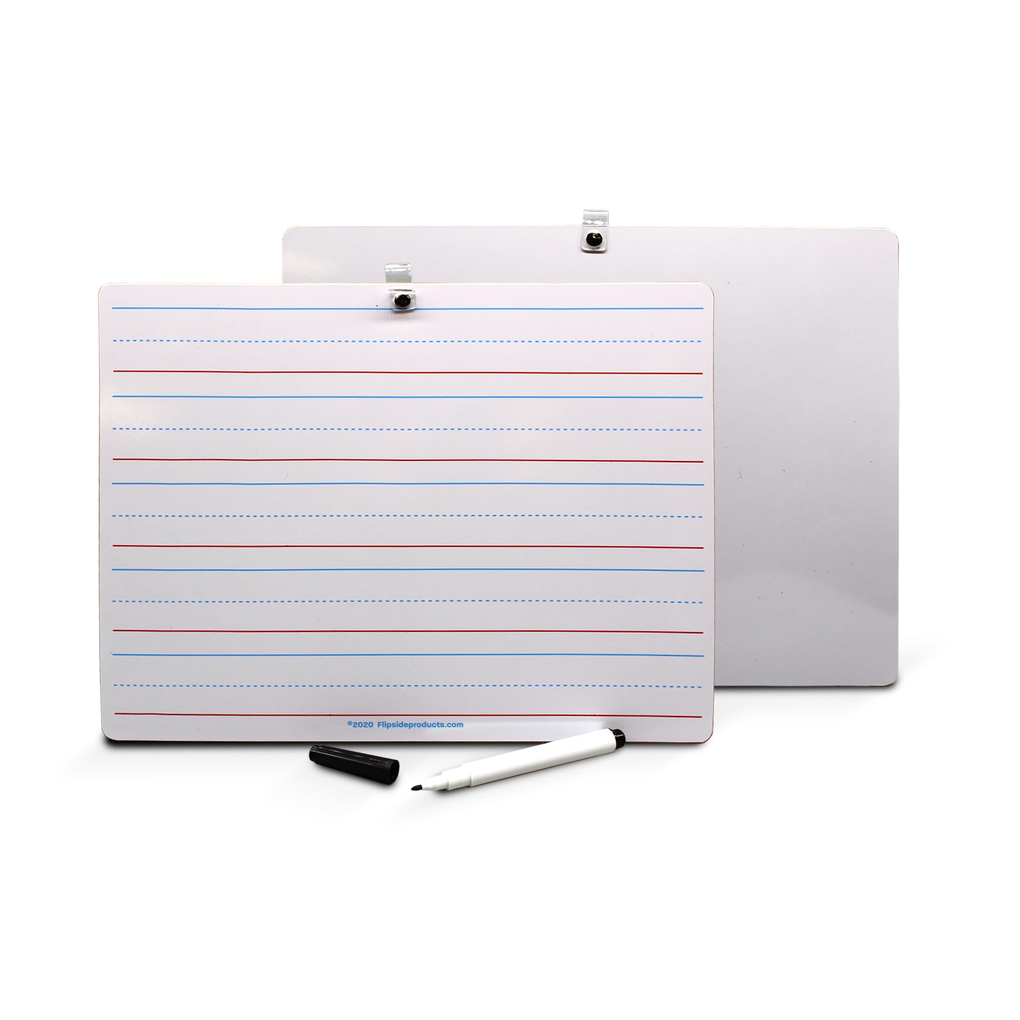 Flipside Products 9" x 12" Two Sided Dry Erase Red & Blue Ruled with Attached Marker, Learn to Write, Lined for Writing Practice, Pack of 24