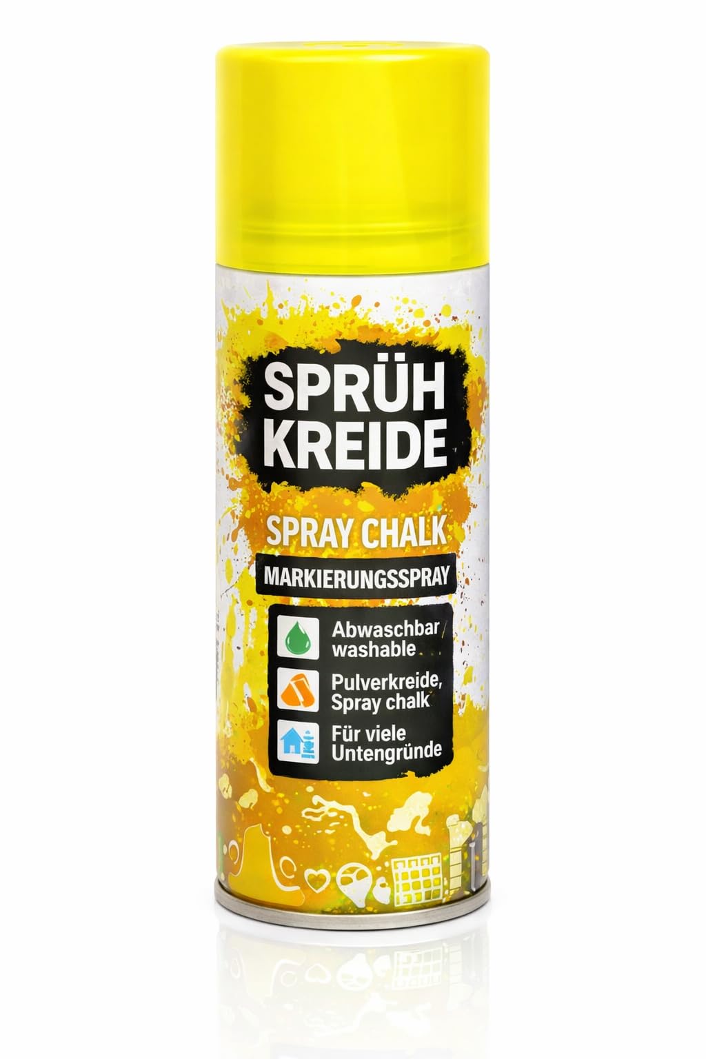 Buntes Sprühkreide Set (je 100ml) | 6, 12 oder 24 Dosen | Abwaschbares Kreidespray für Kinder & Party | Temporäres Markierungsspray für Auto, Straße & Deko (24 Stück)