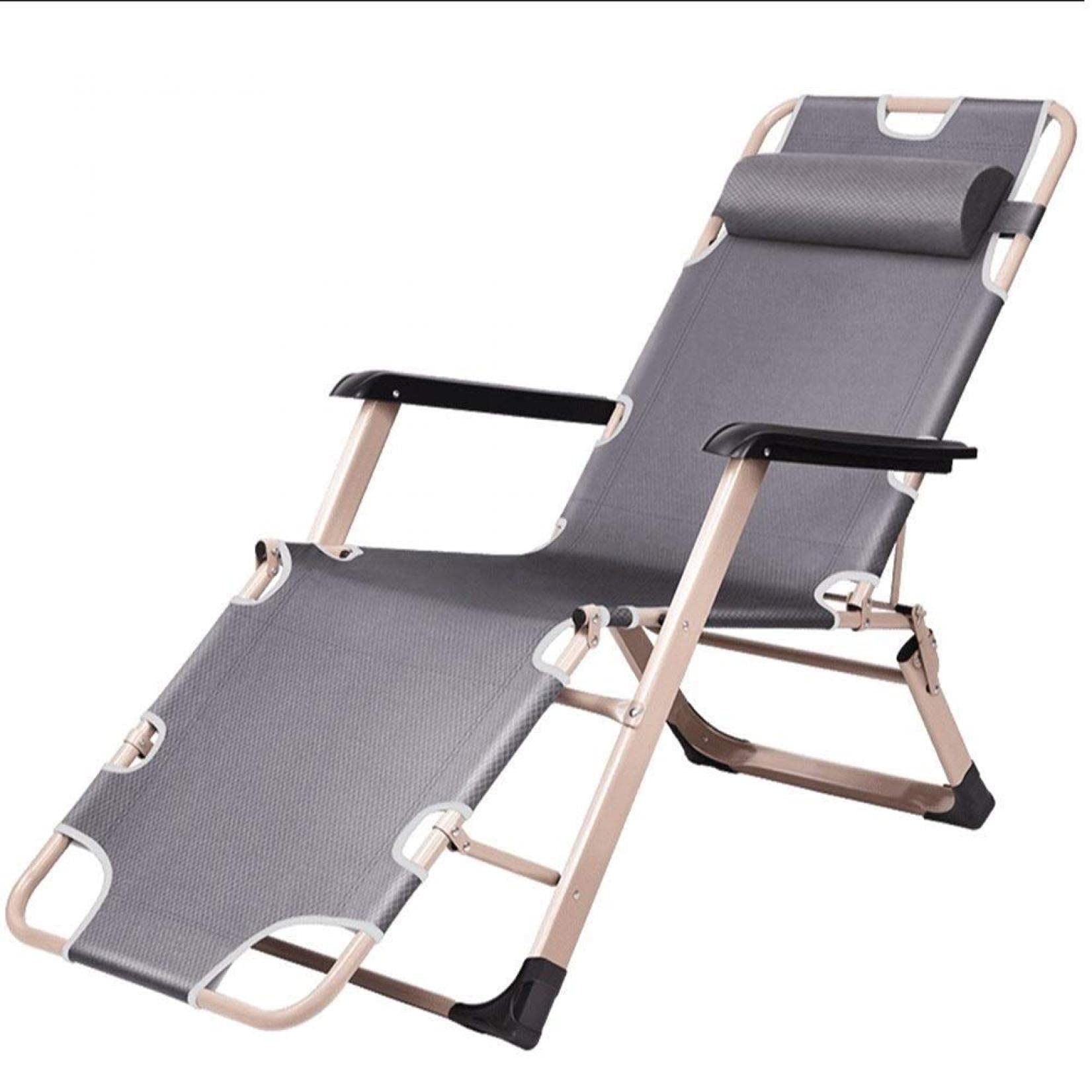 Chaise de jardin pliante grise idéale pour balcon et plage