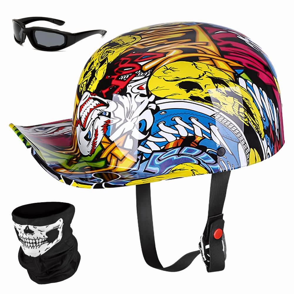 Yesmotor Baseball Motorcycle Helmet Half Cap