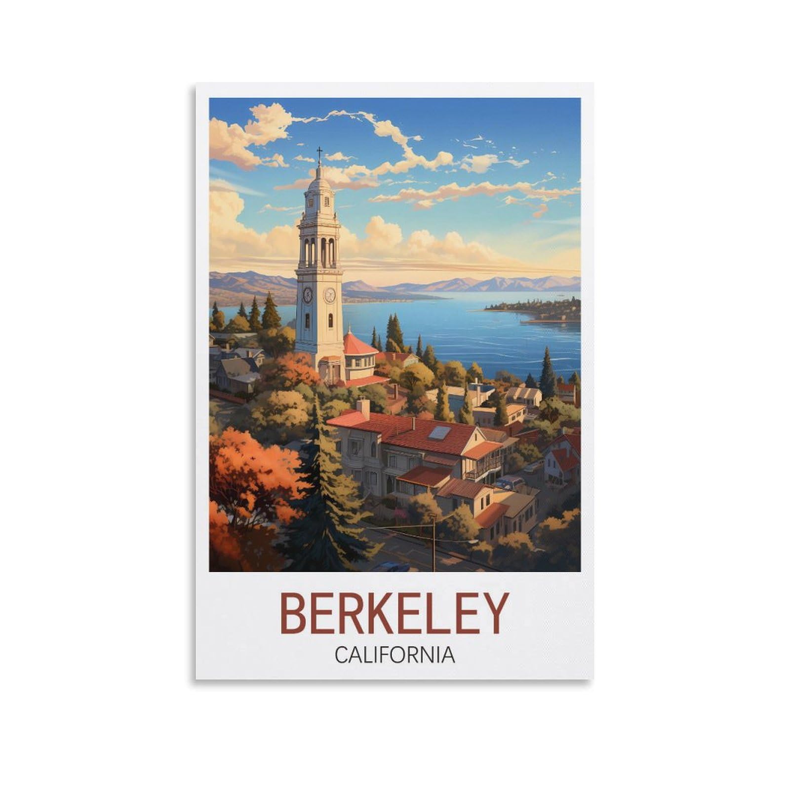 EZMLFA 5D Diamond Art Kits for Beginner,Berkeley California,Diamond Picture Art for Beginner, DIY Gem Cross Stitch Creative Gift Home Wall Decor 40x40cm